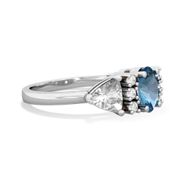 Blue Topaz Antique Style Three Stone 14K White Gold ring R2186