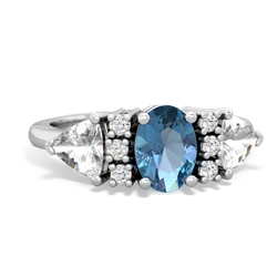 Blue Topaz Antique Style Three Stone 14K White Gold ring R2186