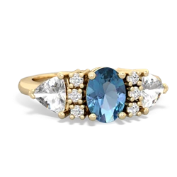 Blue Topaz Antique Style Three Stone 14K Yellow Gold ring R2186