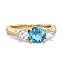 Blue Topaz Three Stone Round Trellis 14K Yellow Gold ring R4018