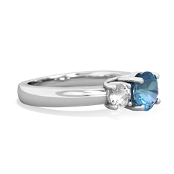 Blue Topaz Three Stone Round Trellis 14K White Gold ring R4018