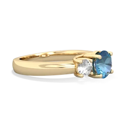 Blue Topaz Three Stone Round Trellis 14K Yellow Gold ring R4018