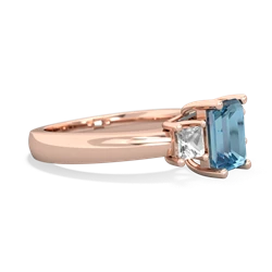 Blue Topaz Three Stone Emerald-Cut Trellis 14K Rose Gold ring R4021