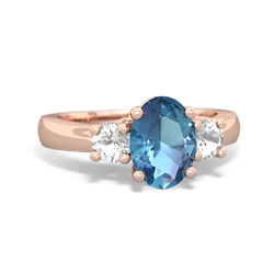 Blue Topaz Three Stone Oval Trellis 14K Rose Gold ring R4024