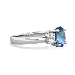 Blue Topaz Three Stone Oval Trellis 14K White Gold ring R4024