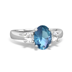 Blue Topaz Three Stone Oval Trellis 14K White Gold ring R4024