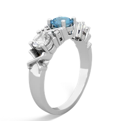 Blue Topaz Hugs And Kisses 14K White Gold ring R5016