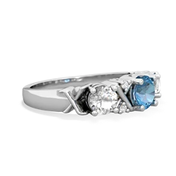 Blue Topaz Hugs And Kisses 14K White Gold ring R5016