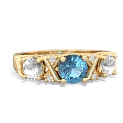 Blue Topaz Hugs And Kisses 14K Yellow Gold ring R5016