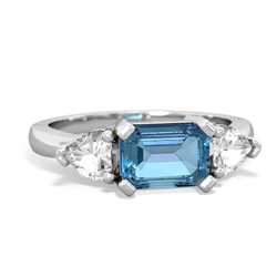 Blue Topaz Three Stone 14K White Gold ring R5235