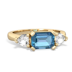 Blue Topaz Three Stone 14K Yellow Gold ring R5235