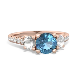 Blue Topaz Pave Trellis 14K Rose Gold ring R5500