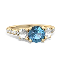 Blue Topaz Pave Trellis 14K Yellow Gold ring R5500