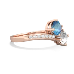 Blue Topaz Channel Set Two Stone 14K Rose Gold ring R5303