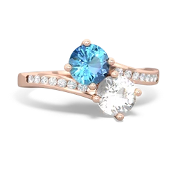 Blue Topaz Channel Set Two Stone 14K Rose Gold ring R5303