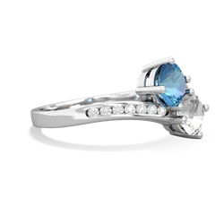 Blue Topaz Channel Set Two Stone 14K White Gold ring R5303