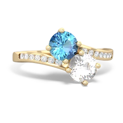 Blue Topaz Channel Set Two Stone 14K Yellow Gold ring R5303