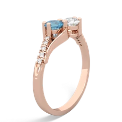 Blue Topaz Infinity Pave Two Stone 14K Rose Gold ring R5285