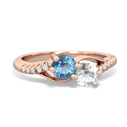 Blue Topaz Infinity Pave Two Stone 14K Rose Gold ring R5285