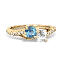 Blue Topaz Infinity Pave Two Stone 14K Yellow Gold ring R5285