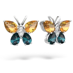 Citrine Butterfly 14K White Gold earrings E2215