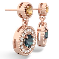 Citrine Halo Dangle 14K Rose Gold earrings E5319