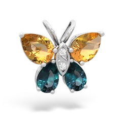 Citrine Butterfly 14K White Gold pendant P2215