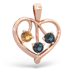 Citrine Glowing Heart 14K Rose Gold pendant P2233