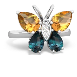 Citrine Butterfly 14K White Gold ring R2215