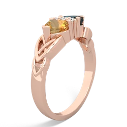 Citrine Celtic Knot Double Heart 14K Rose Gold ring R5040