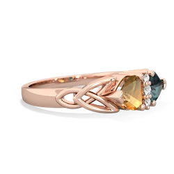 Citrine Celtic Knot Double Heart 14K Rose Gold ring R5040