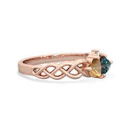 Citrine Heart To Heart Braid 14K Rose Gold ring R5870