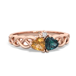 Citrine Heart To Heart Braid 14K Rose Gold ring R5870