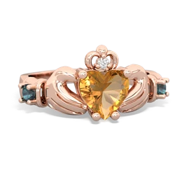 Citrine Claddagh Keepsake 14K Rose Gold ring R5245