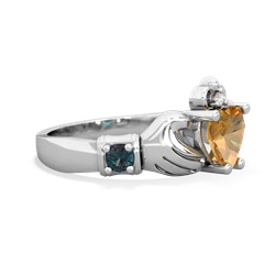 Citrine Claddagh Keepsake 14K White Gold ring R5245