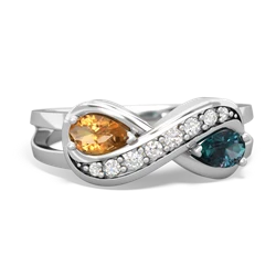 Citrine Diamond Infinity 14K White Gold ring R5390