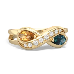 Citrine Diamond Infinity 14K Yellow Gold ring R5390