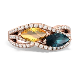 Citrine Diamond Rivers 14K Rose Gold ring R3070