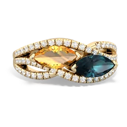 Citrine Diamond Rivers 14K Yellow Gold ring R3070