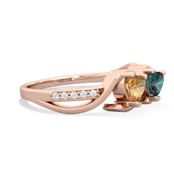 Citrine Side By Side 14K Rose Gold ring R3090