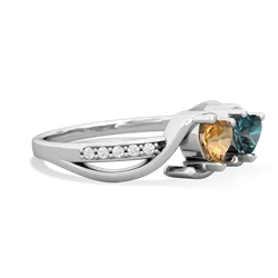 Citrine Side By Side 14K White Gold ring R3090