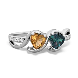 Citrine Side By Side 14K White Gold ring R3090