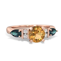 Citrine 6Mm Round Eternal Embrace Engagement 14K Rose Gold ring R2005