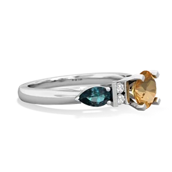 Citrine 6Mm Round Eternal Embrace Engagement 14K White Gold ring R2005