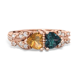 Citrine Diamond Butterflies 14K Rose Gold ring R5601