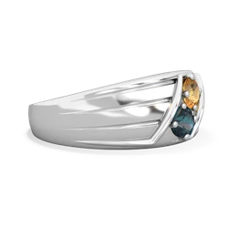 Citrine Men's Streamline 14K White Gold ring R0460