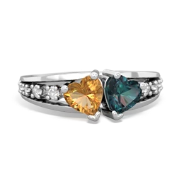 Citrine Heart To Heart 14K White Gold ring R3342