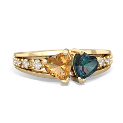 Citrine Heart To Heart 14K Yellow Gold ring R3342