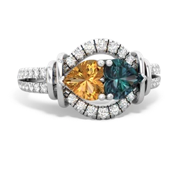 Citrine Art-Deco Keepsake 14K White Gold ring R5630