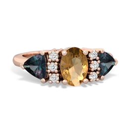 Citrine Antique Style Three Stone 14K Rose Gold ring R2186